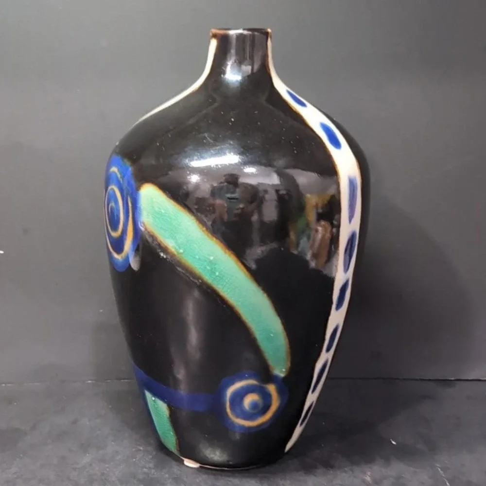 Marked Modernist Porcelain Vase, Vintage Chinese Inspired Jug Asian Accent Decor
